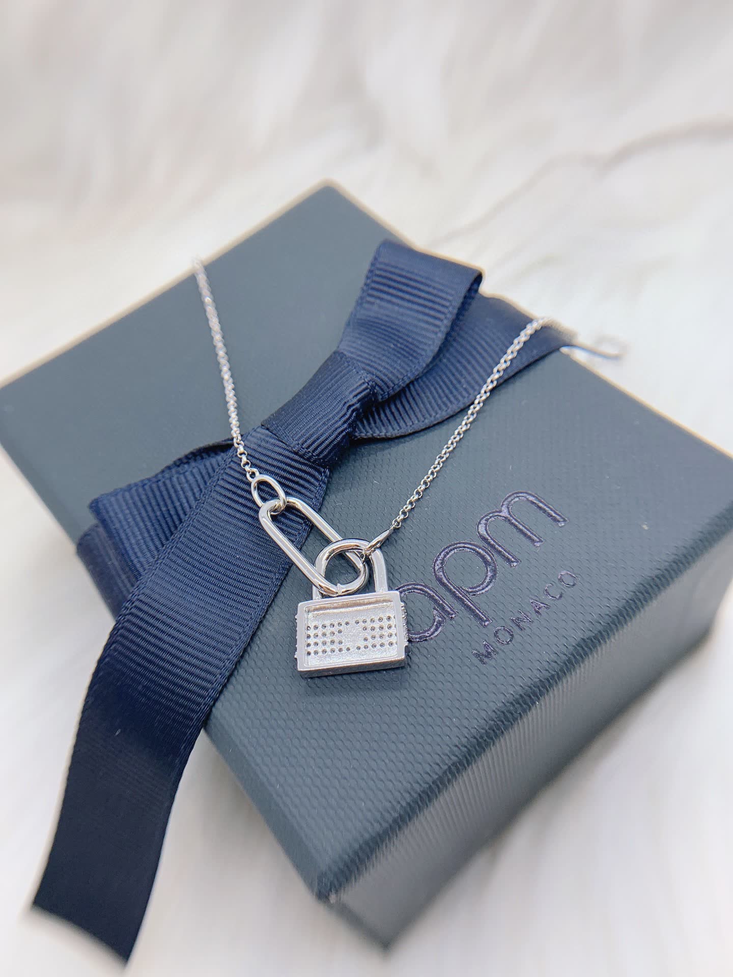 APM Monaco Monaco Silver Lock Pendant Necklace